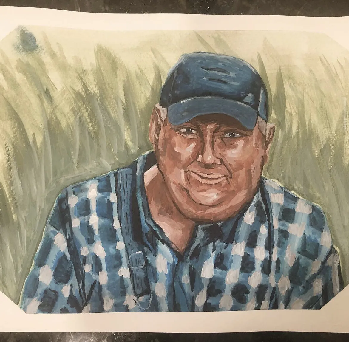 Painted portrait of a man in a cap