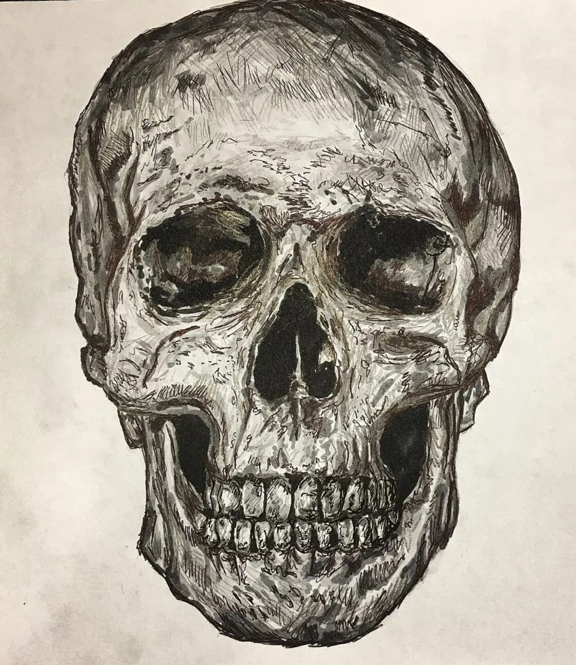 A drawn skull