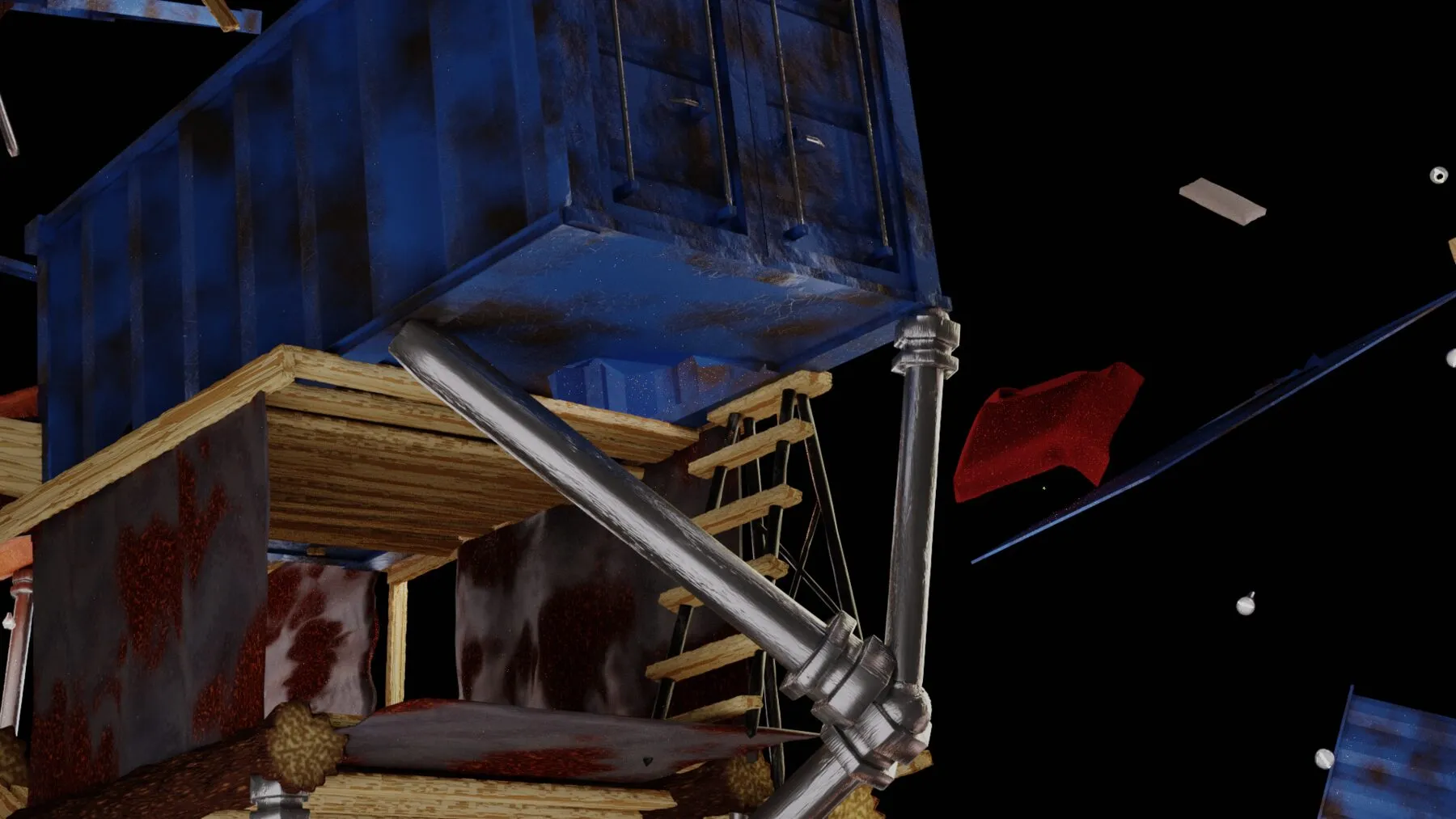 A ladder up through the shack