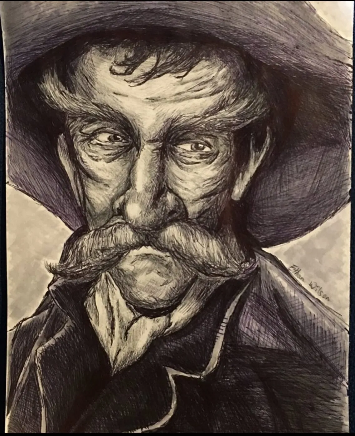 The same drawing in pen