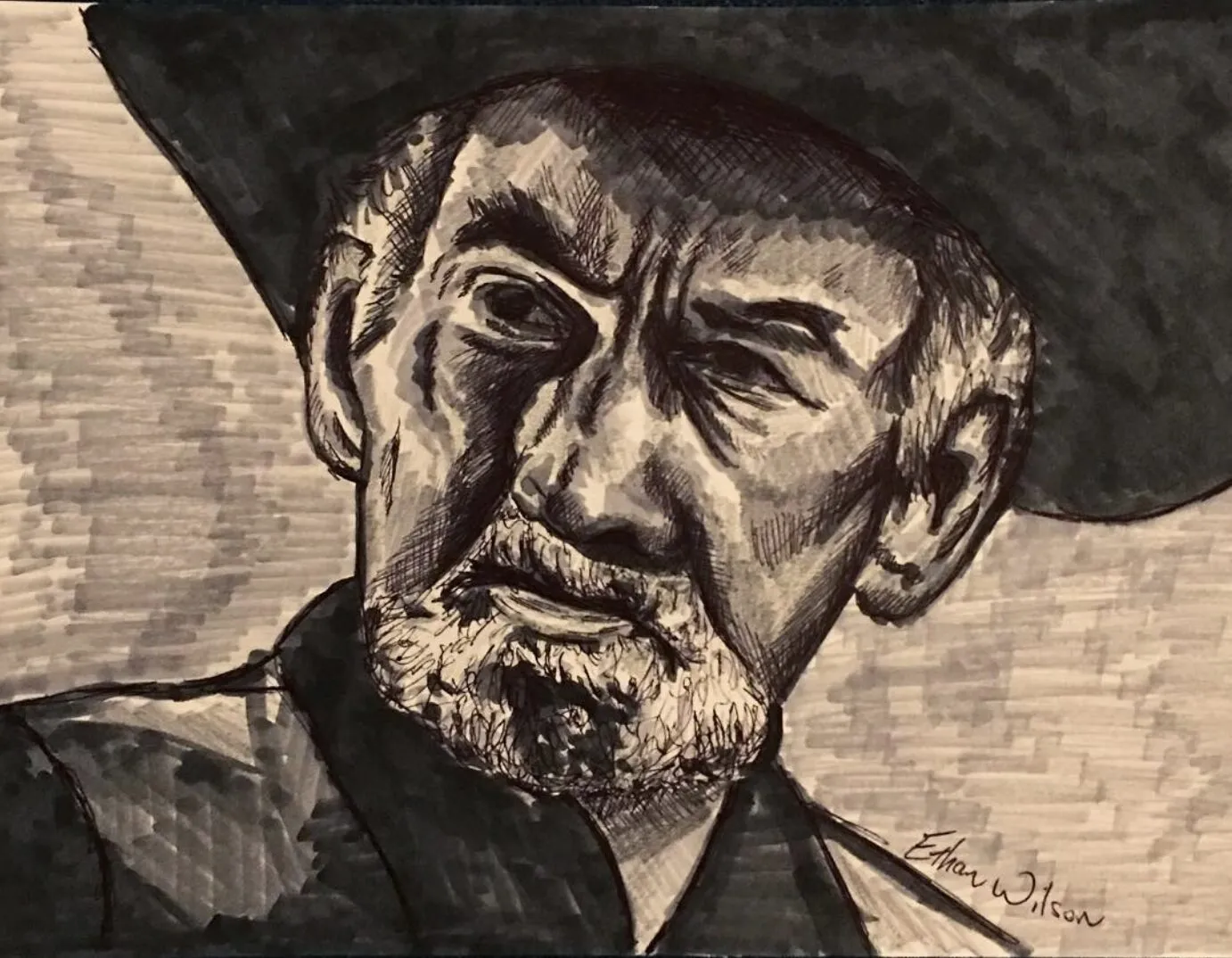 The same drawing in pen